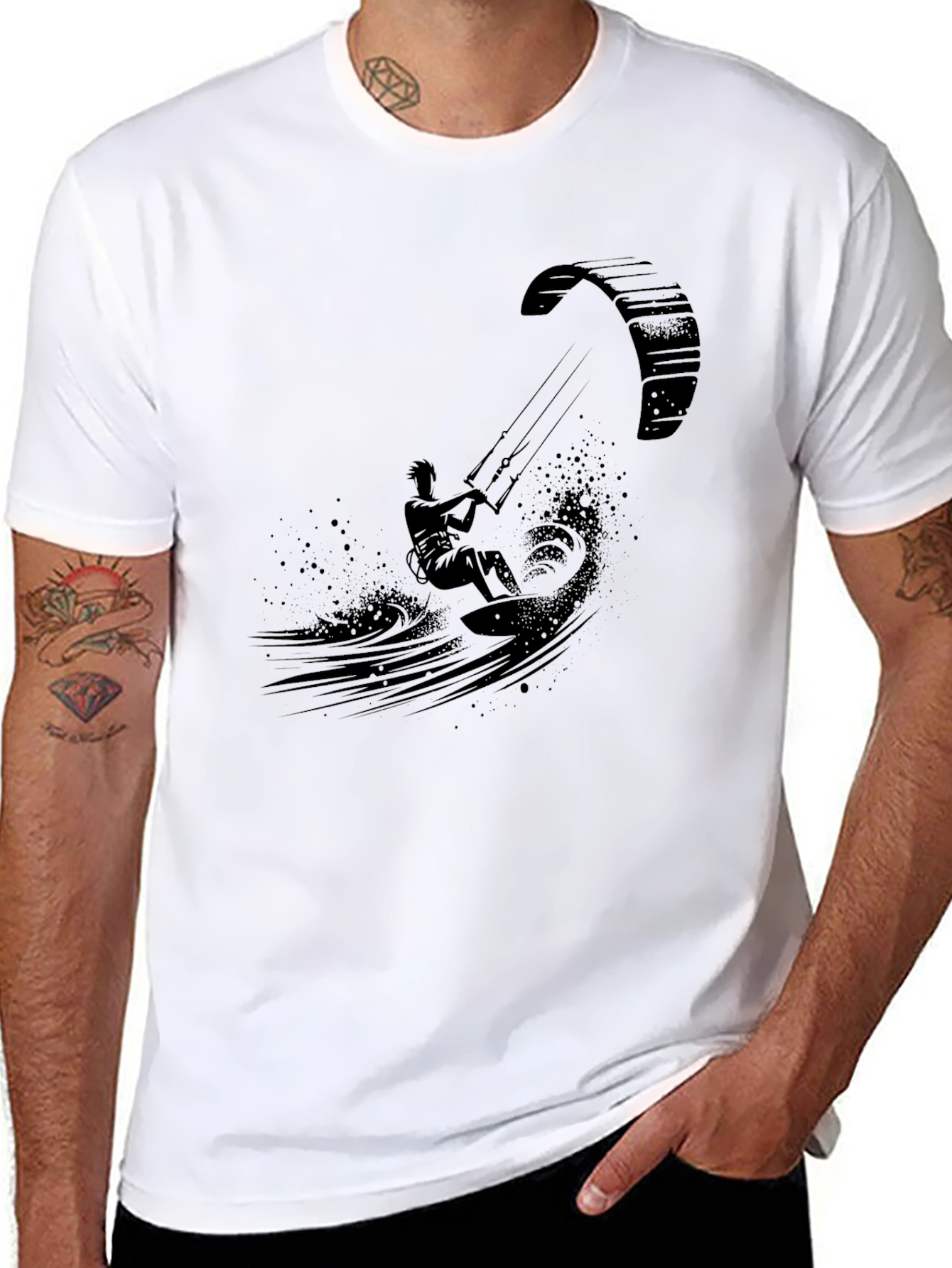 Camiseta Negra Hombre Kite Surf