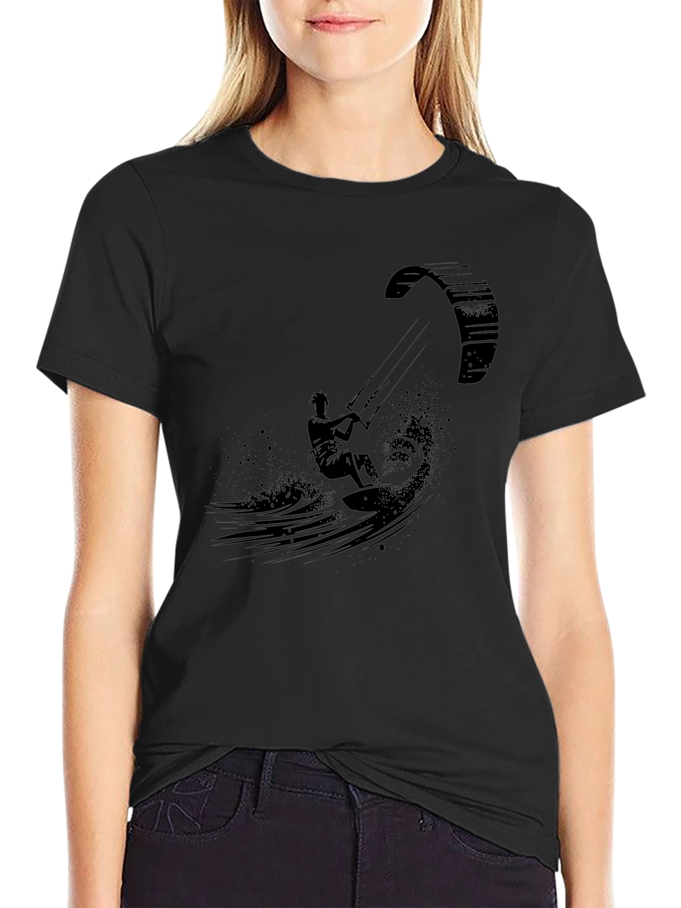 Camiseta Negra Hombre Kite Surf