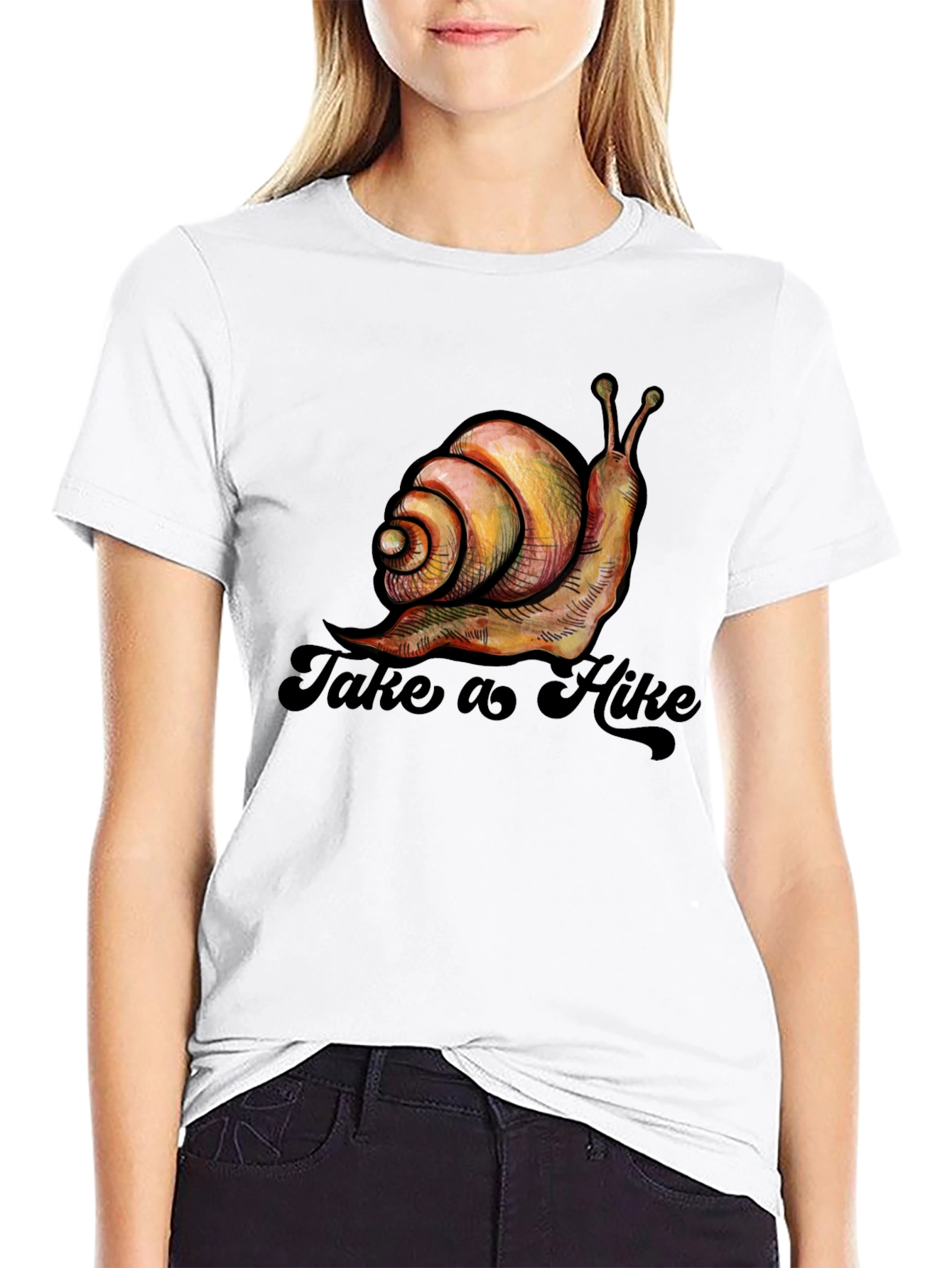 Camiseta Negra Unisex con Diseño de Caracol Caminante