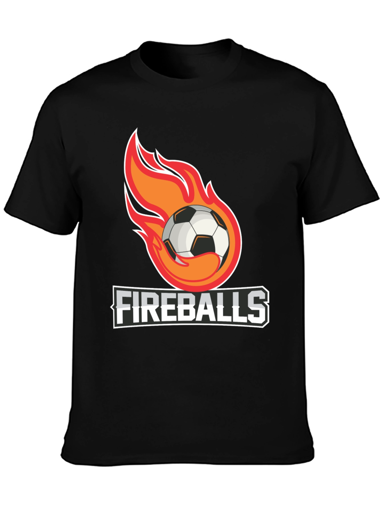 Camiseta Negra Fireballs Fútbol en Llamas