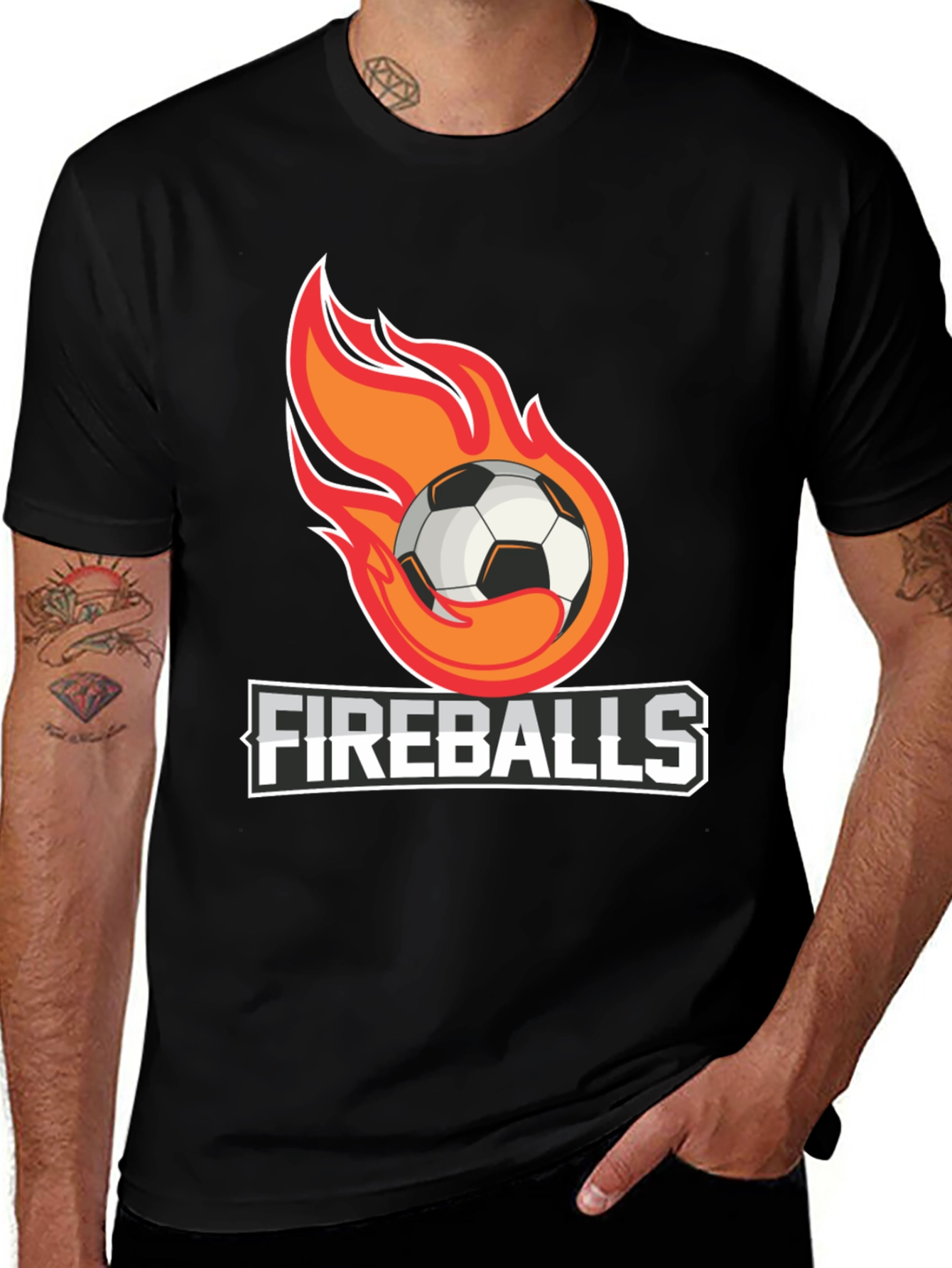 Camiseta Negra Fireballs Fútbol en Llamas