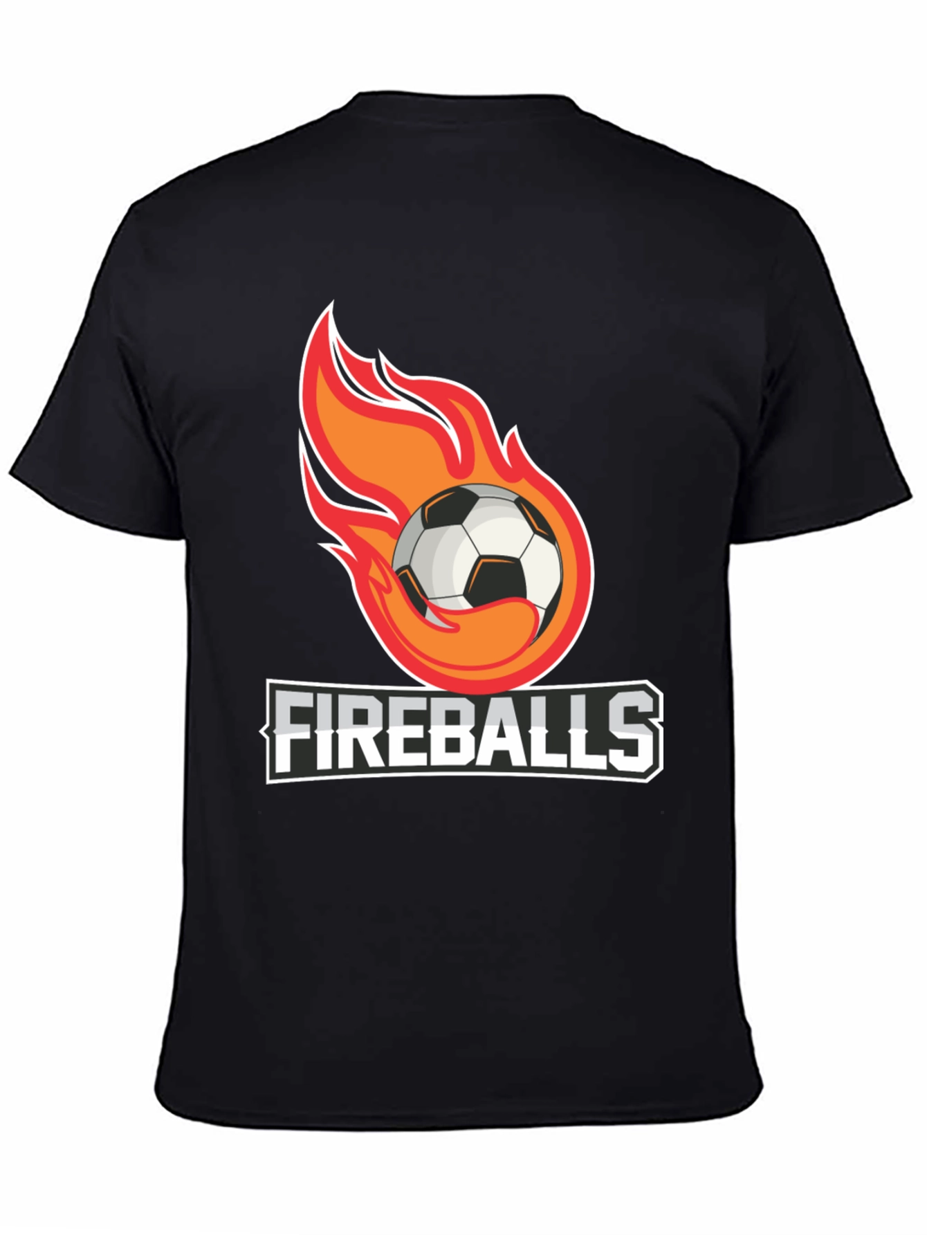 Camiseta Negra Fireballs Fútbol en Llamas