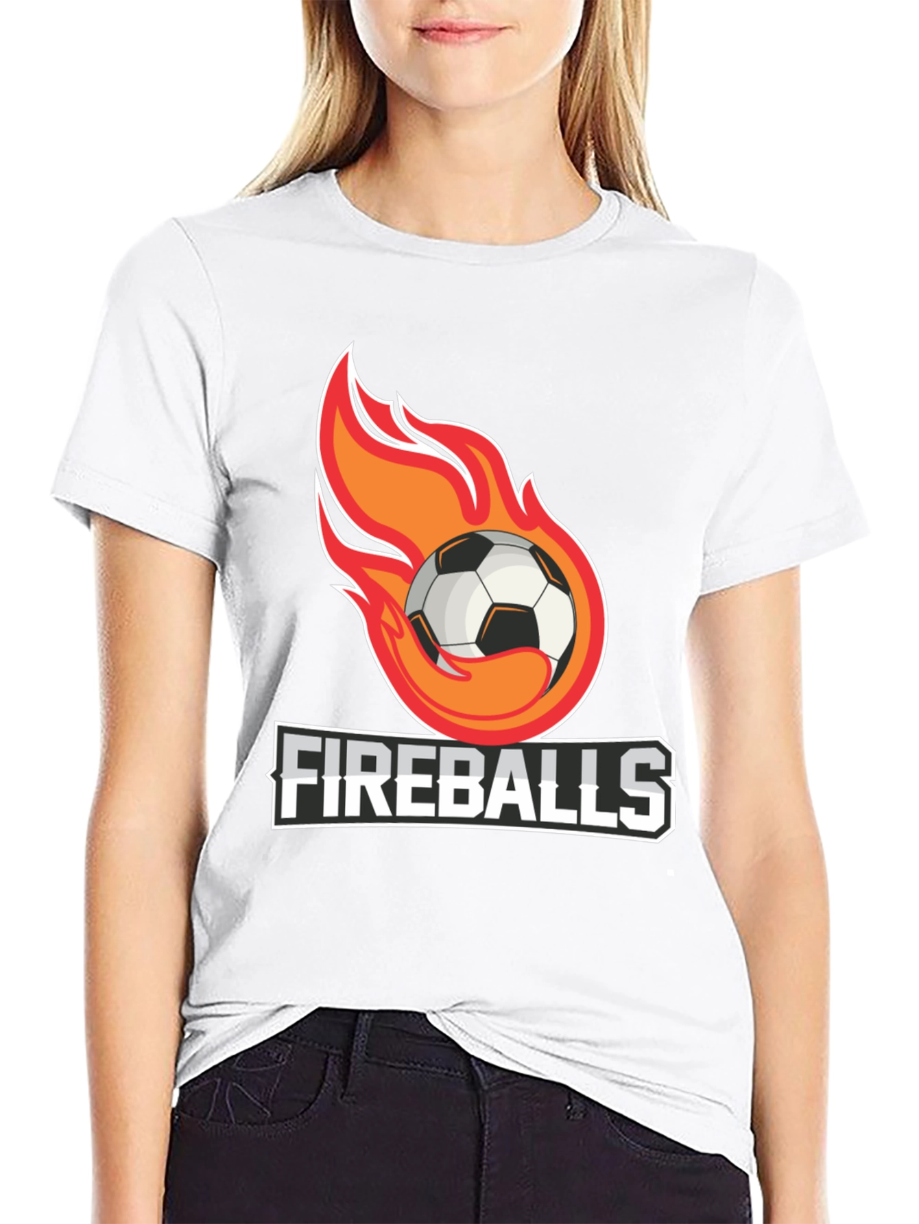 Camiseta Negra Fireballs Fútbol en Llamas