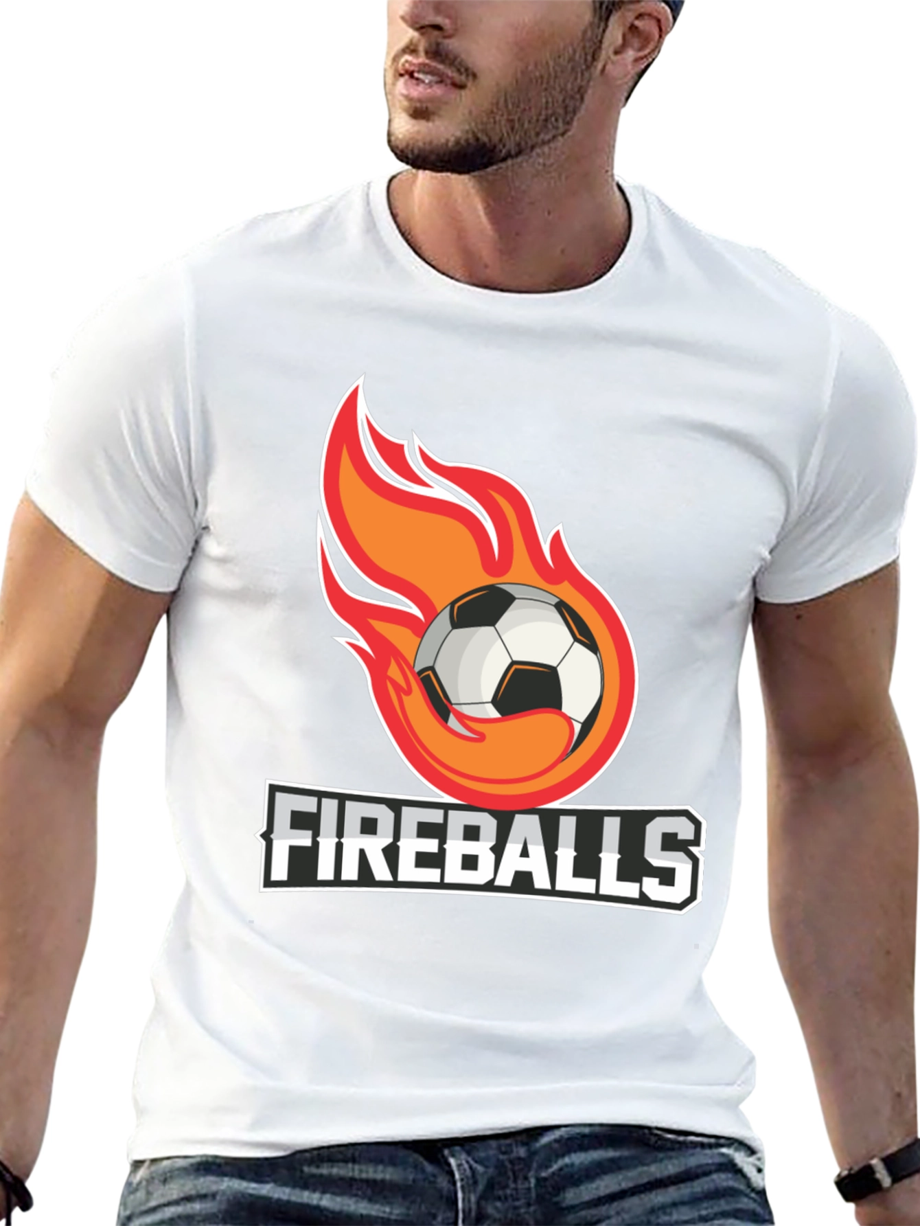 Camiseta Negra Fireballs Fútbol en Llamas
