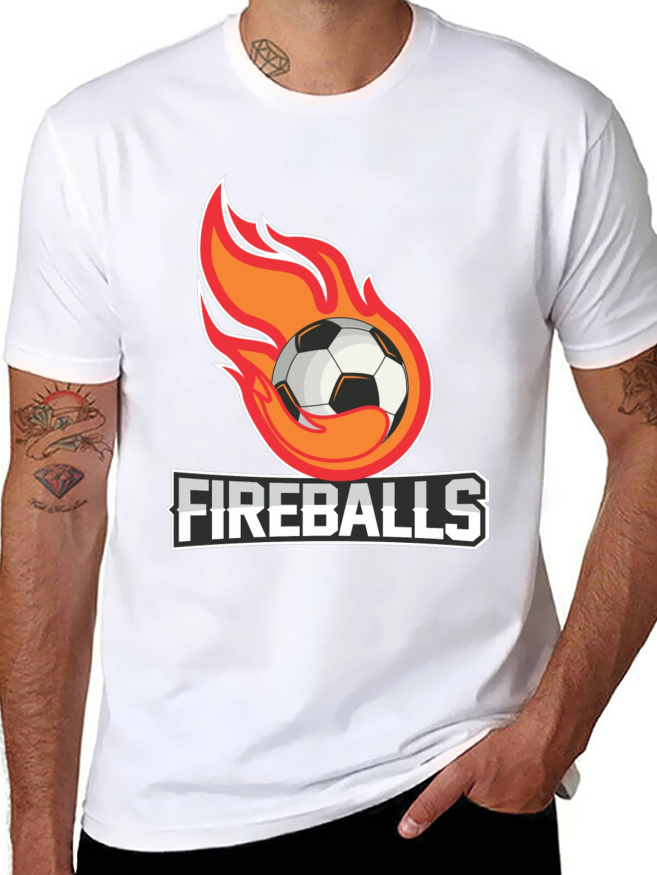Camiseta Negra Fireballs Fútbol en Llamas