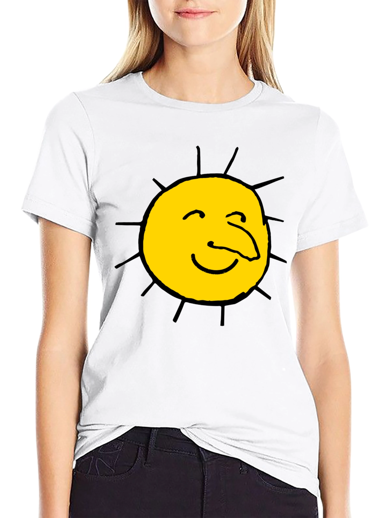 Camiseta Negra con Sol Sonriente
