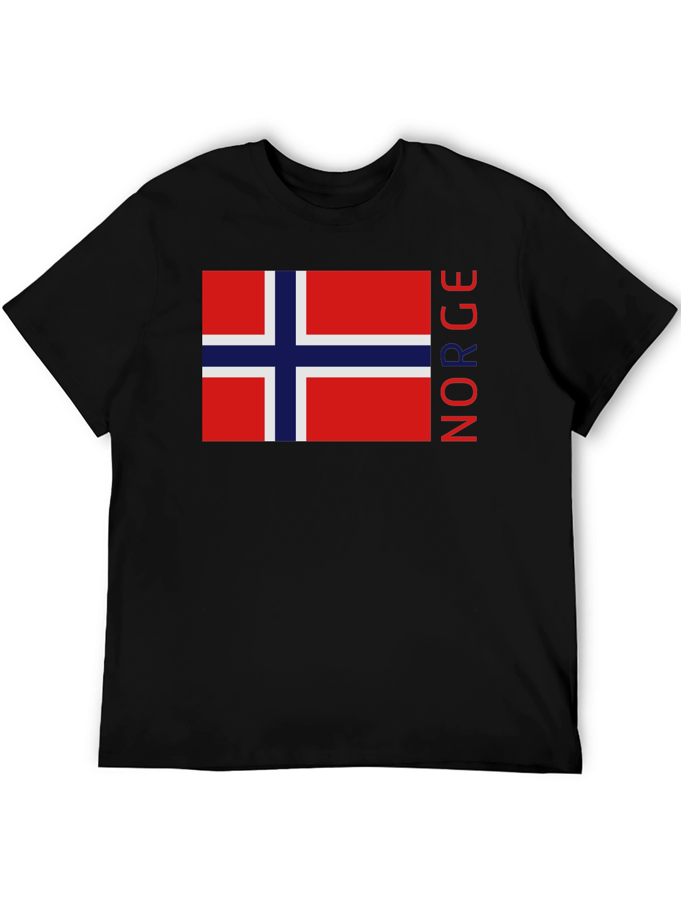 Camiseta Negra con Bandera de Noruega