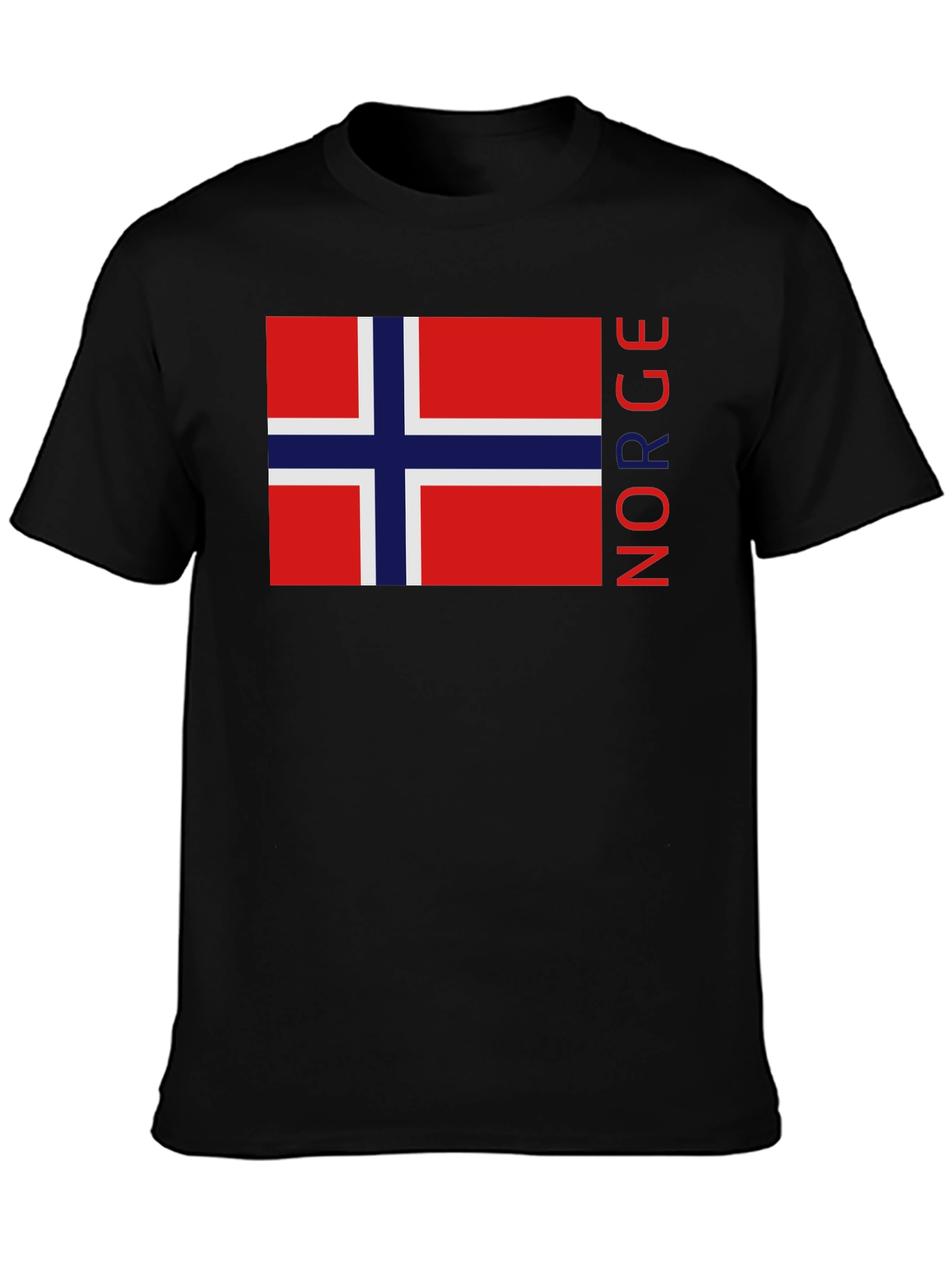 Camiseta Negra con Bandera de Noruega