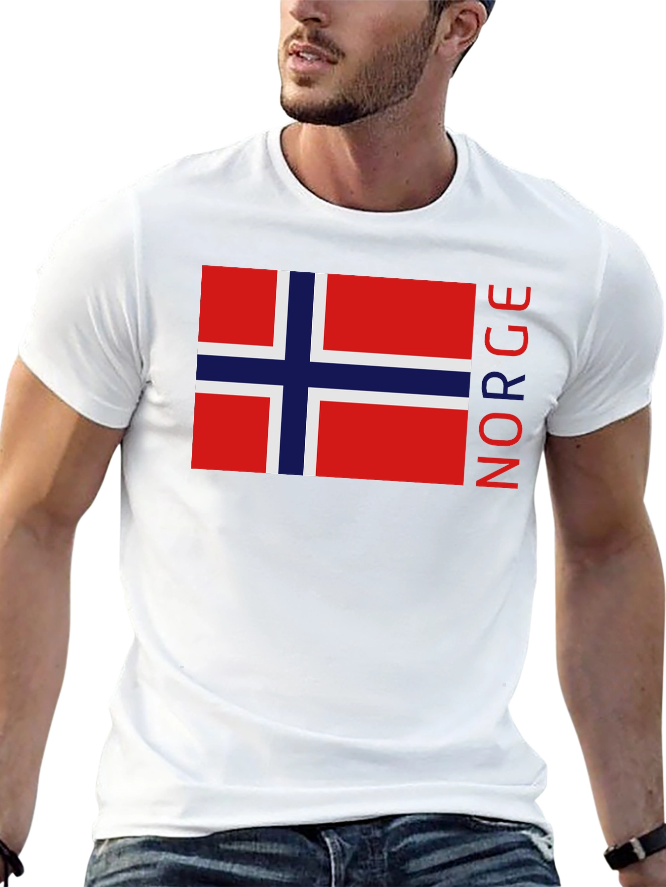 Camiseta Negra con Bandera de Noruega