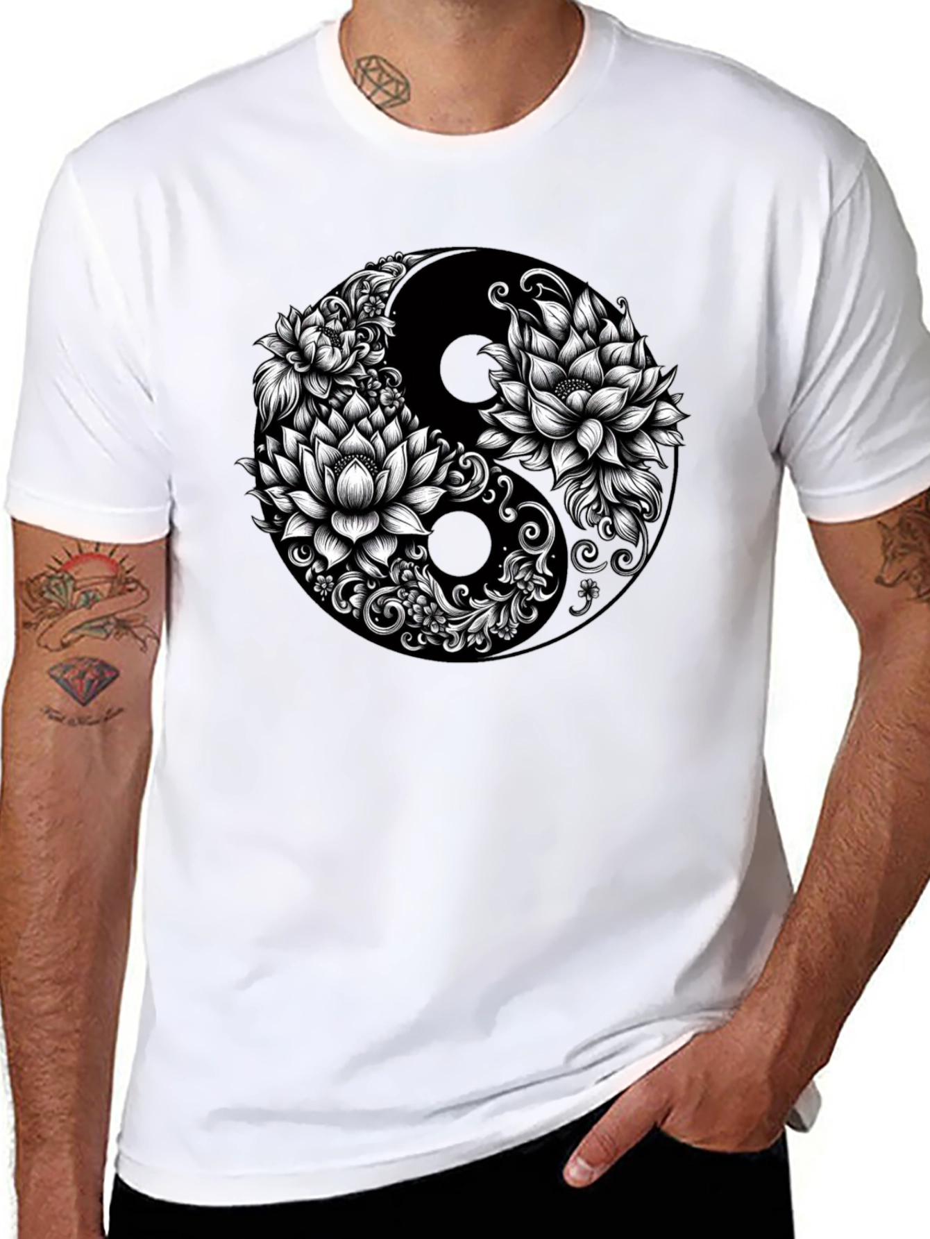 Camiseta Yin Yang Floral - Estilo y Equilibrio