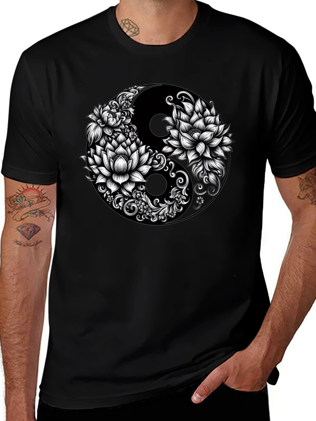Camiseta Yin Yang Floral - Estilo y Equilibrio