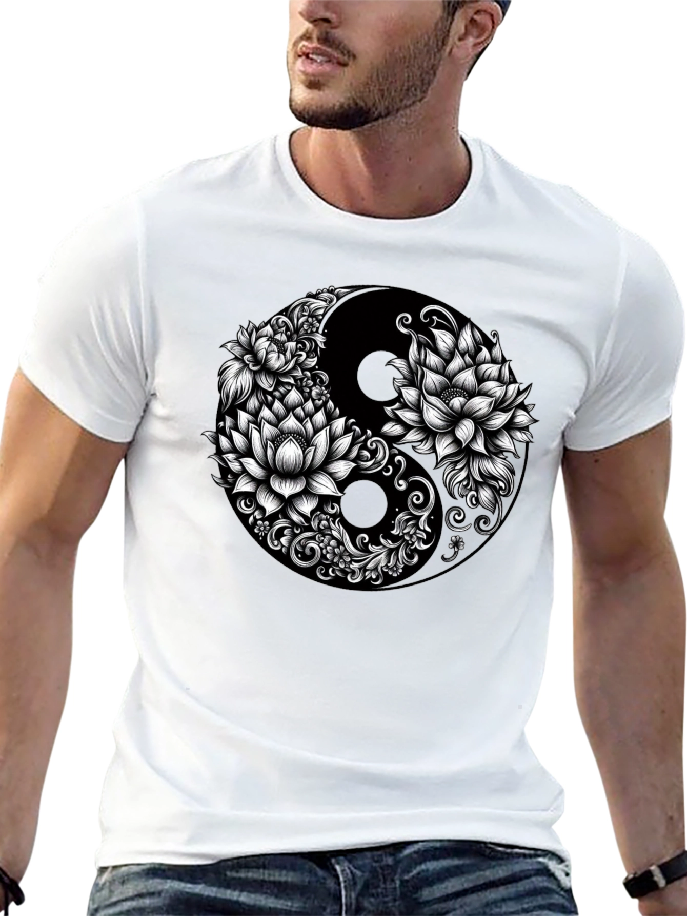 Camiseta Yin Yang Floral - Estilo y Equilibrio