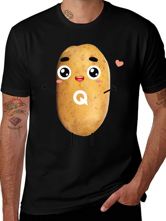 Camiseta Negra con Diseño de Patata Kawaii