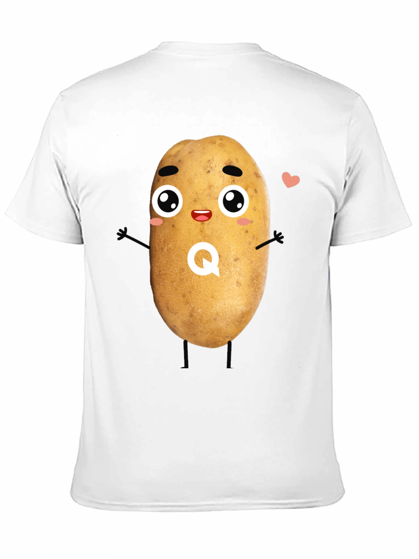 Camiseta Negra con Diseño de Patata Kawaii