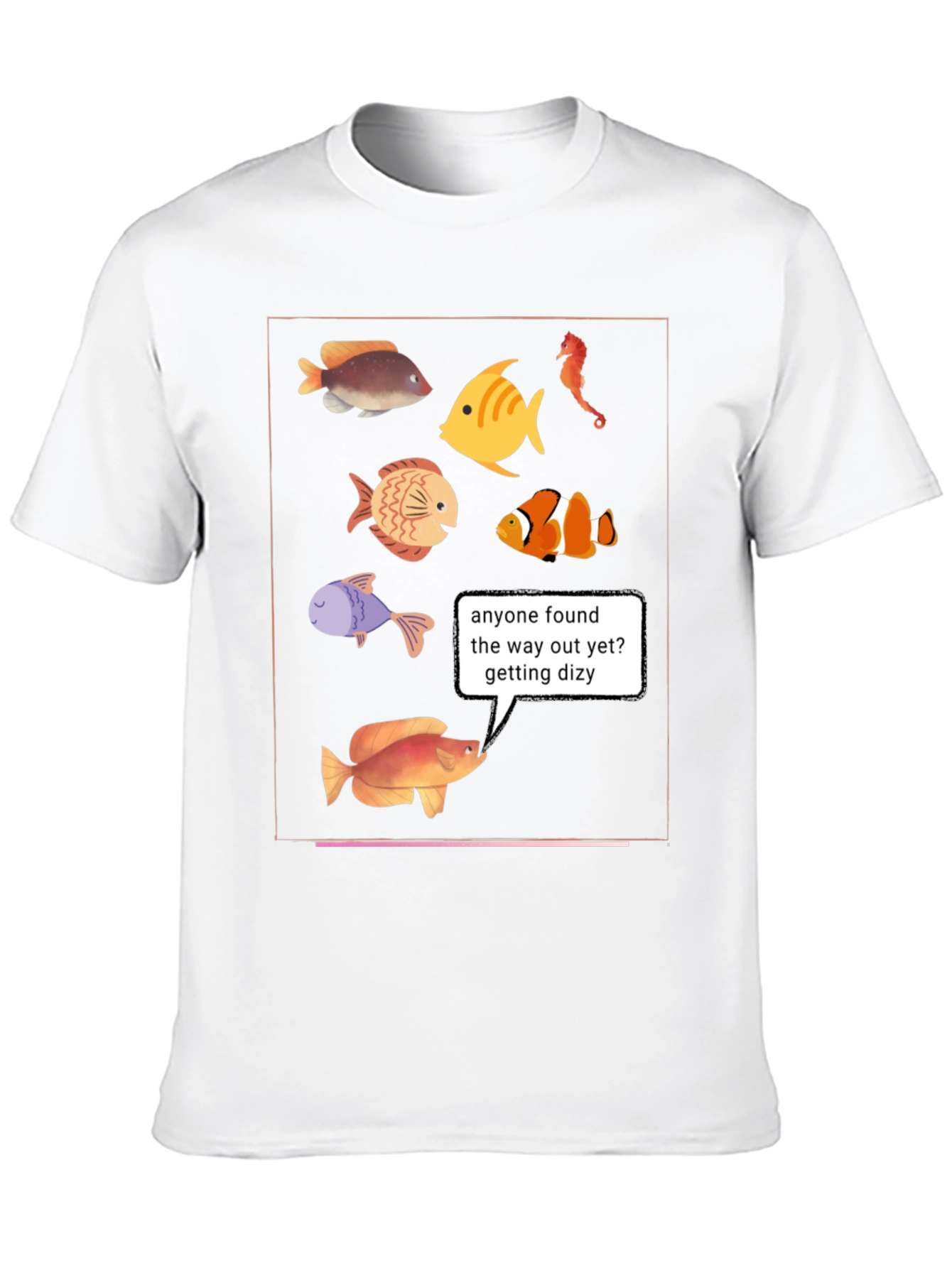 Camiseta Negra con Diseño de Peces Divertidos
