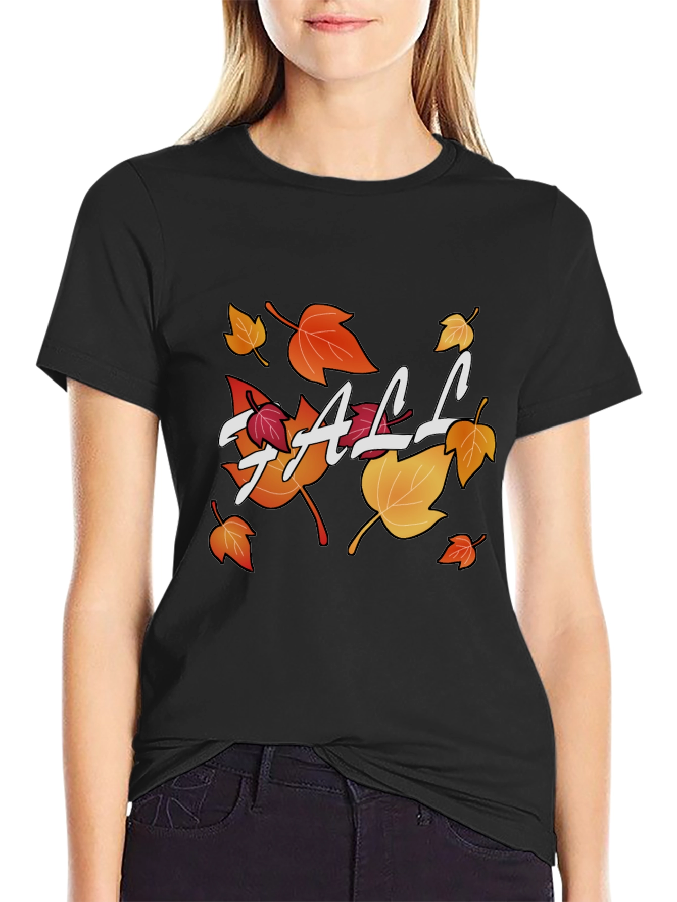 Camiseta Negra Estampada de Otoño para Hombre
