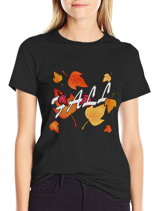 Camiseta Negra Estampada de Otoño para Hombre