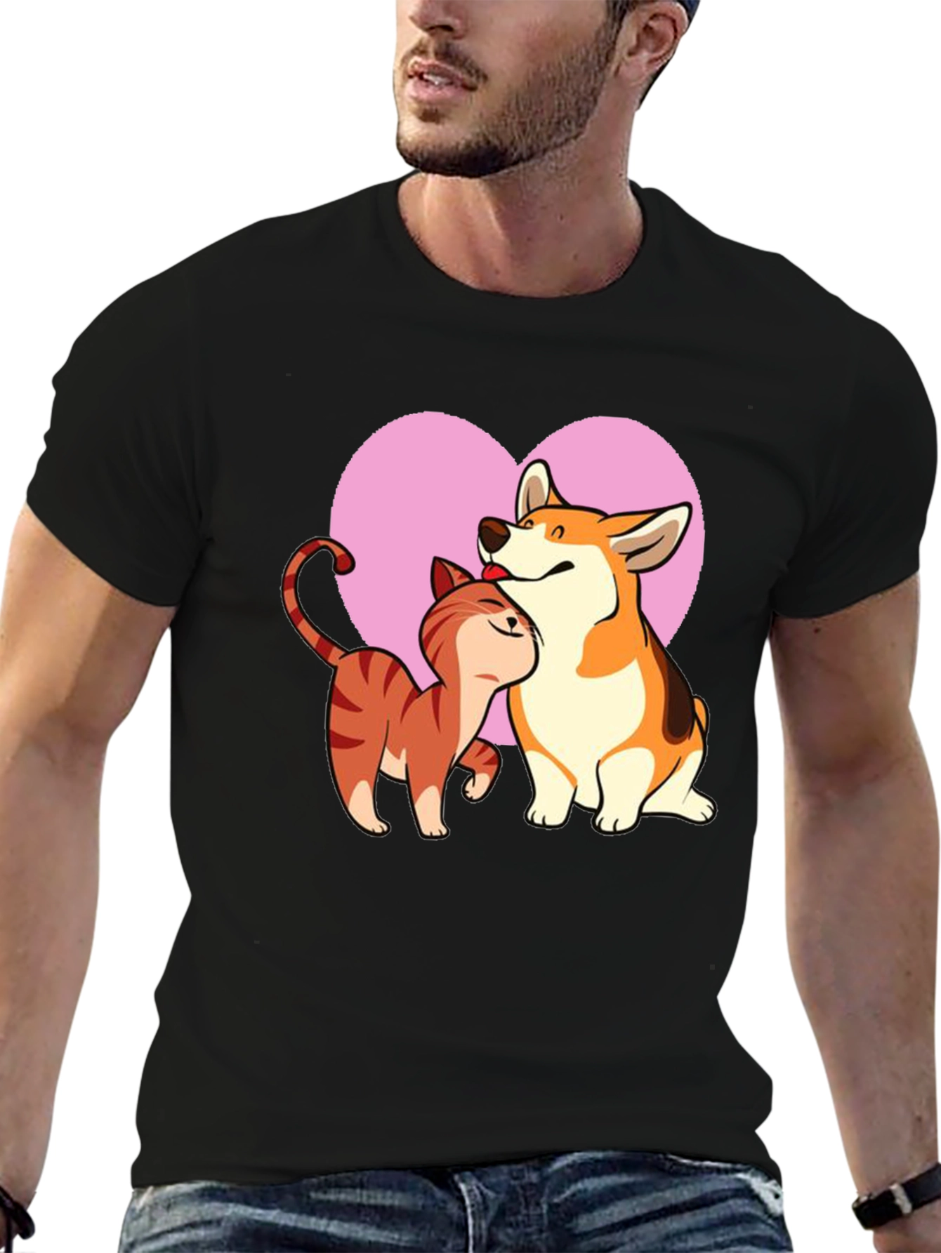 Camiseta Negra: Amor Gatuno y Perruno