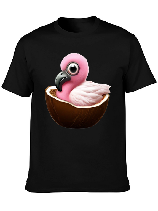 Camiseta Negra con Diseño Divertido de Ave en Coco