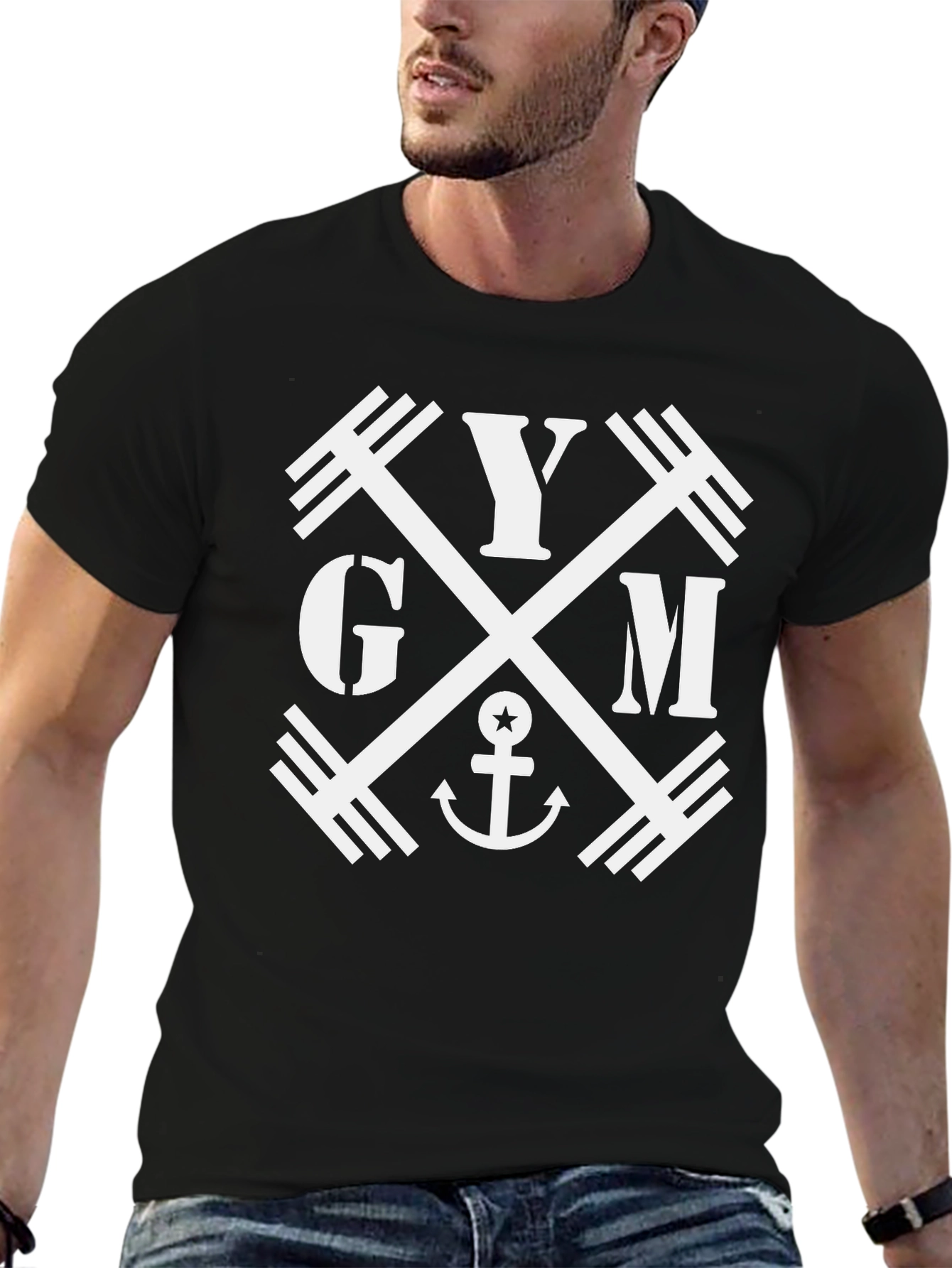 Camiseta Negra GYM Crossfit con Ancla