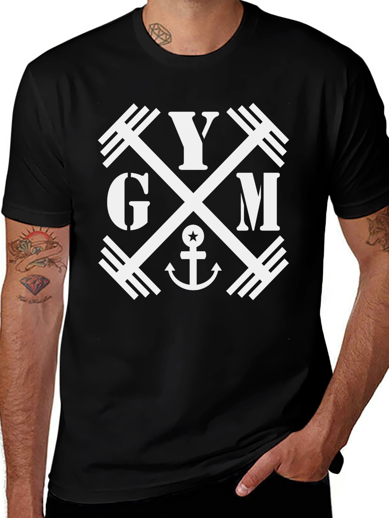 Camiseta Negra GYM Crossfit con Ancla