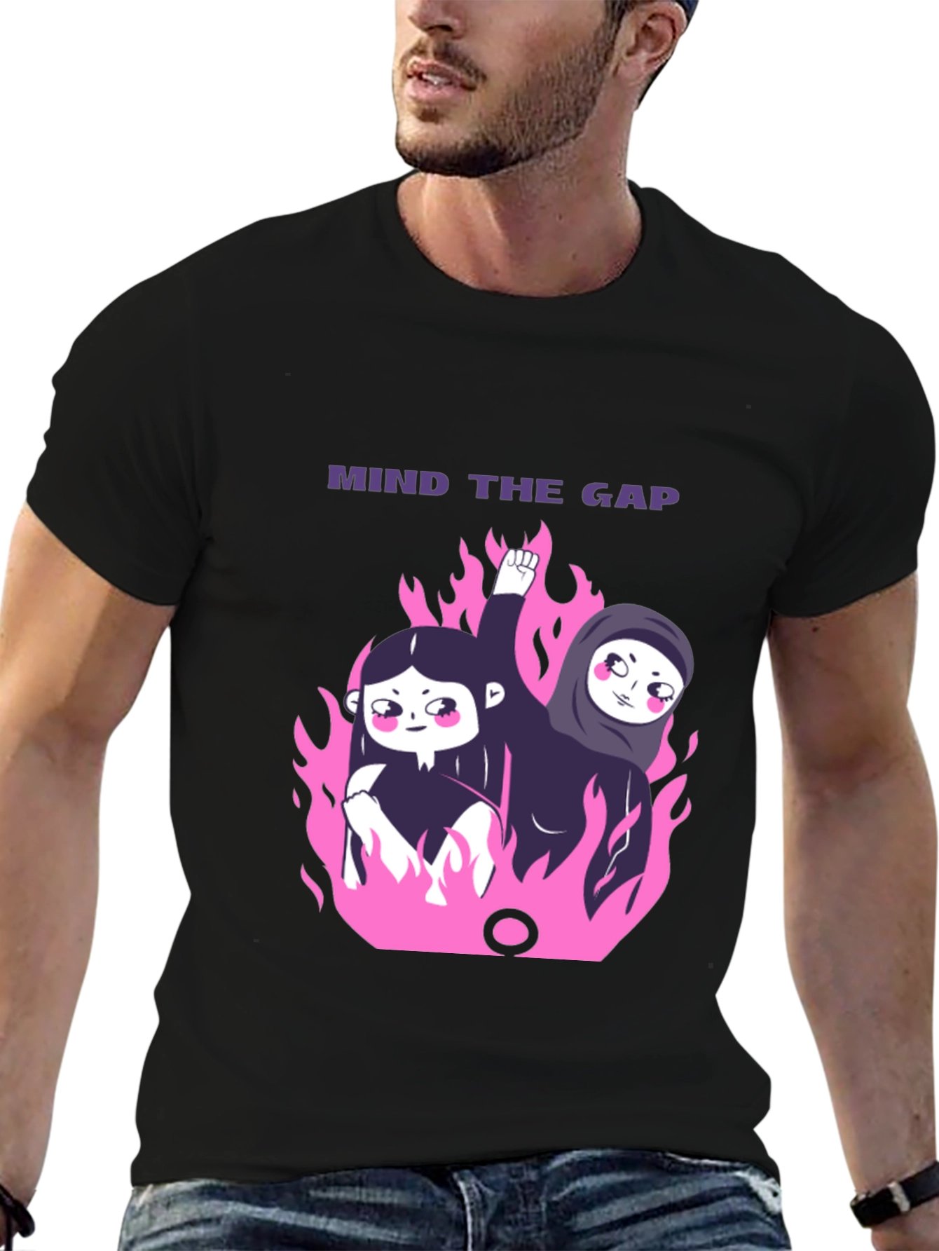 Camiseta Negra Mind the Gap Feminista