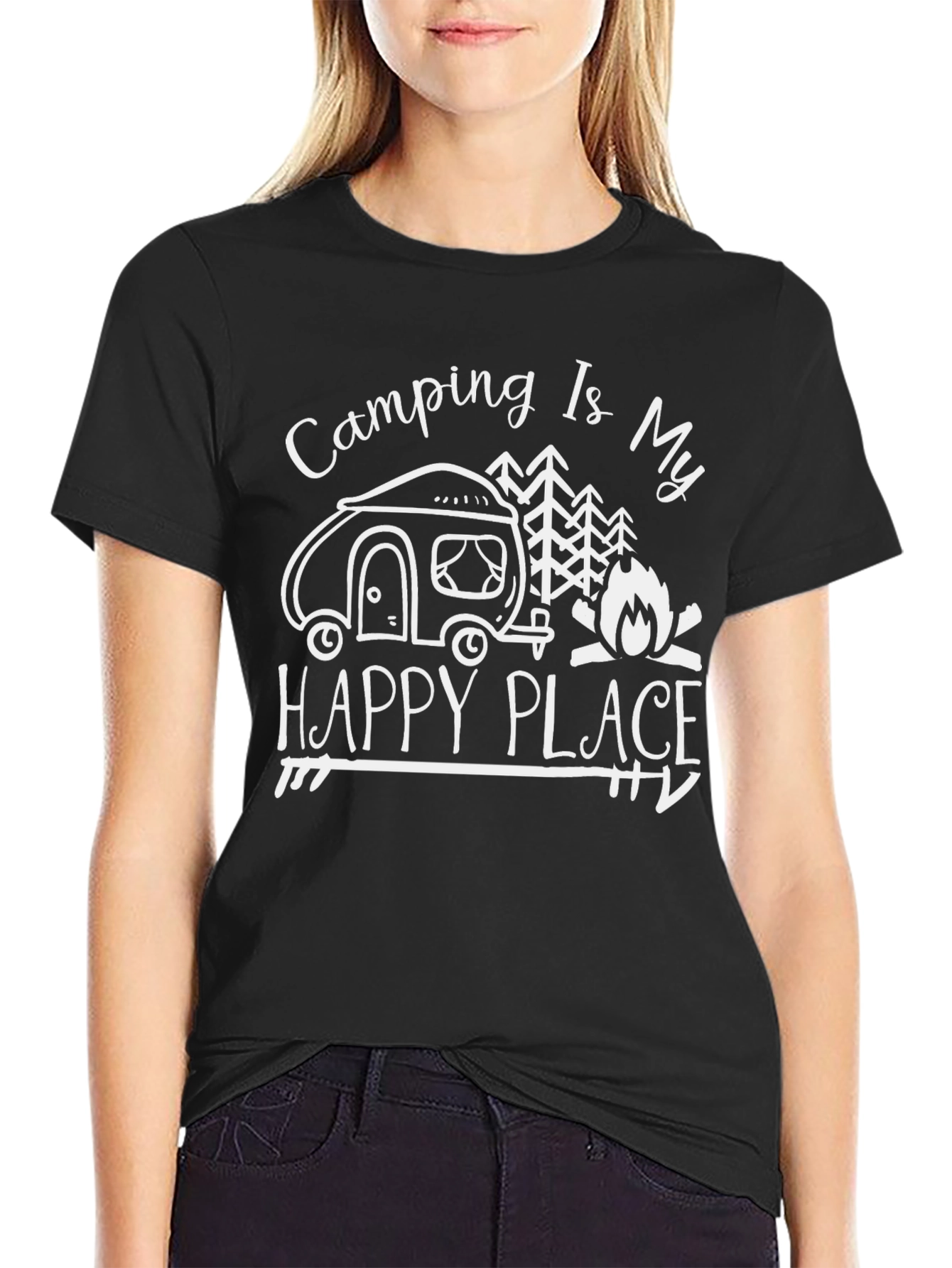 Camiseta Negra Camping Is My Happy Place