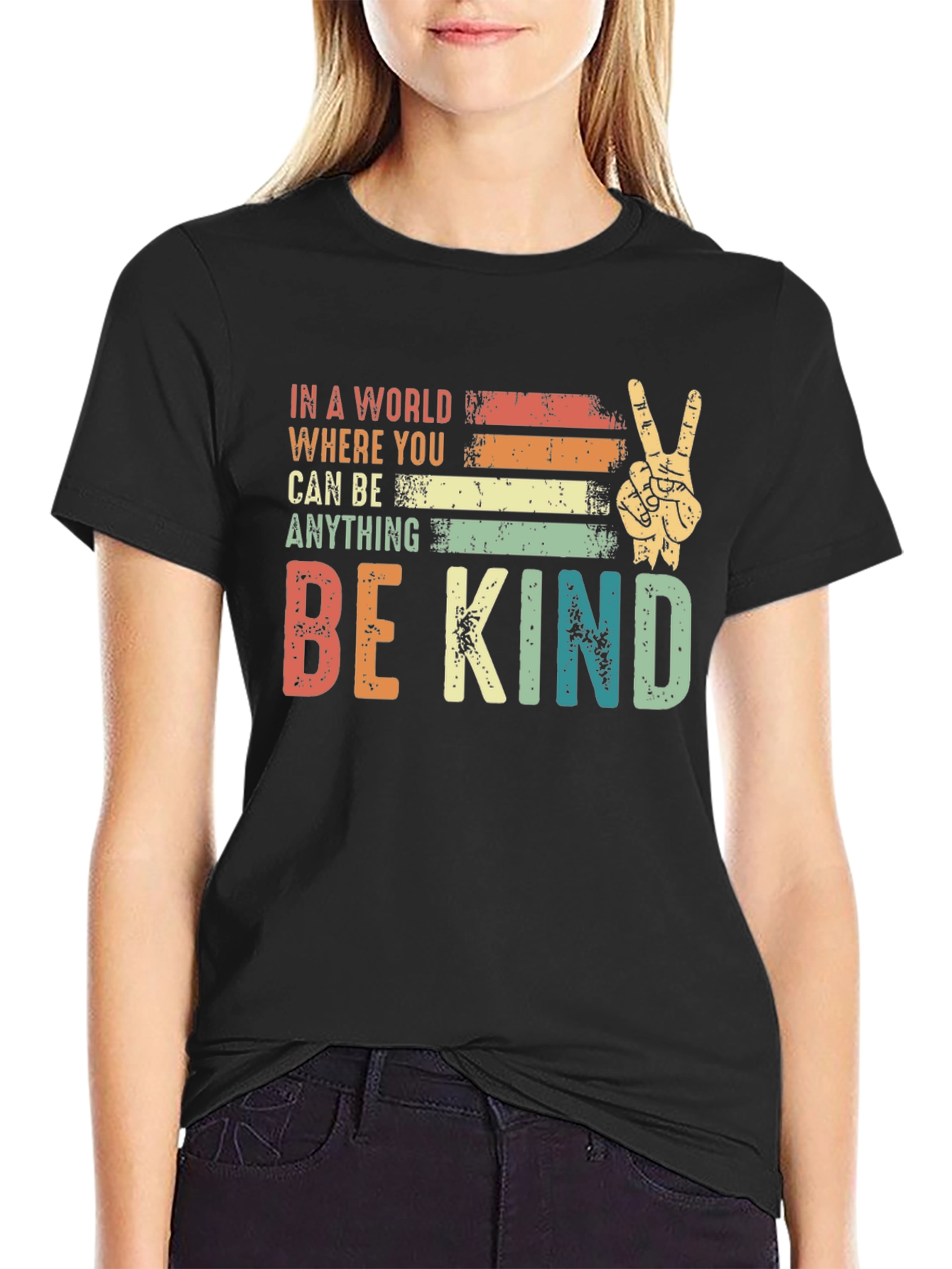 Camiseta Negra con Mensaje Positivo Be Kind