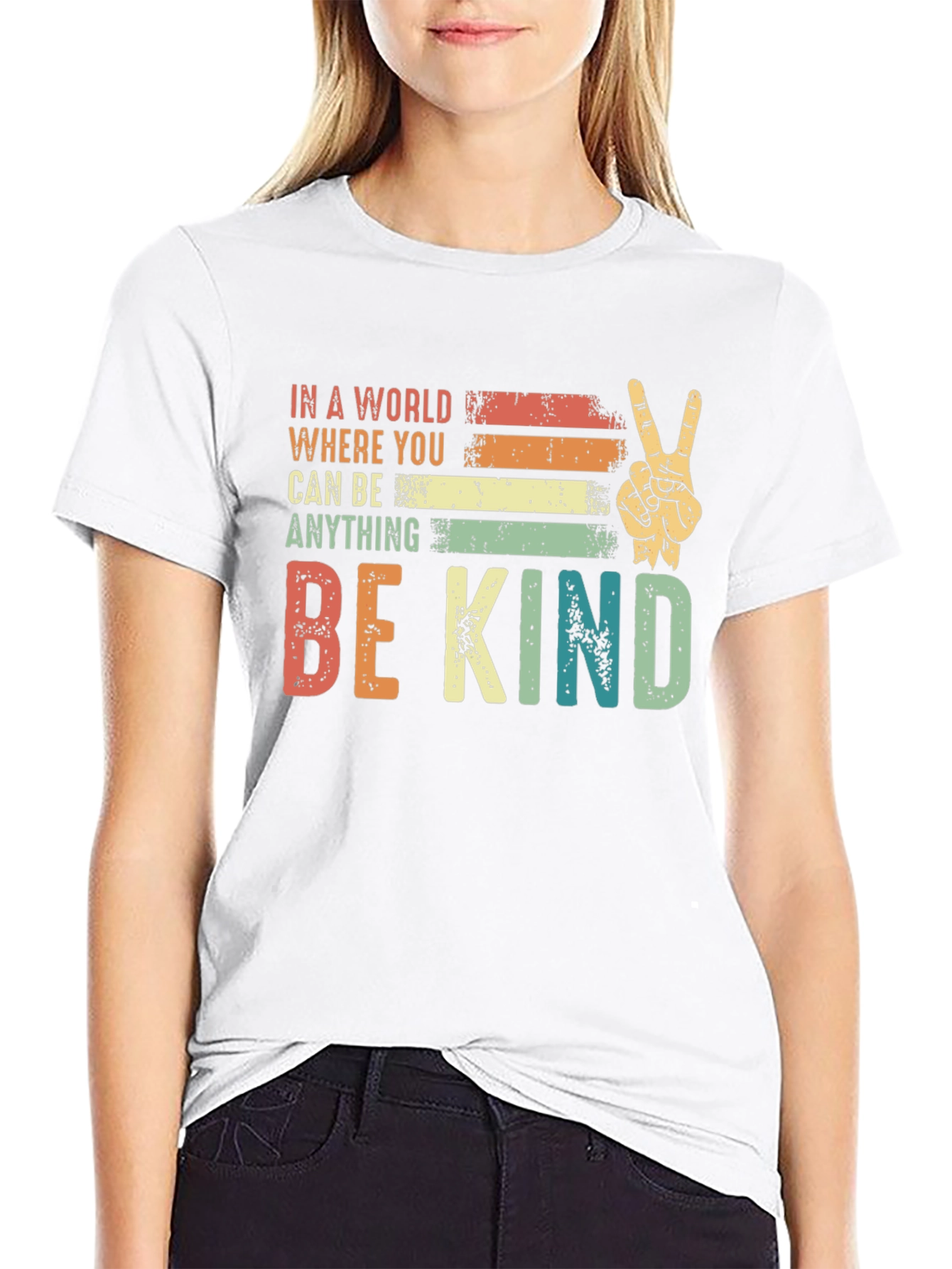 Camiseta Negra con Mensaje Positivo Be Kind