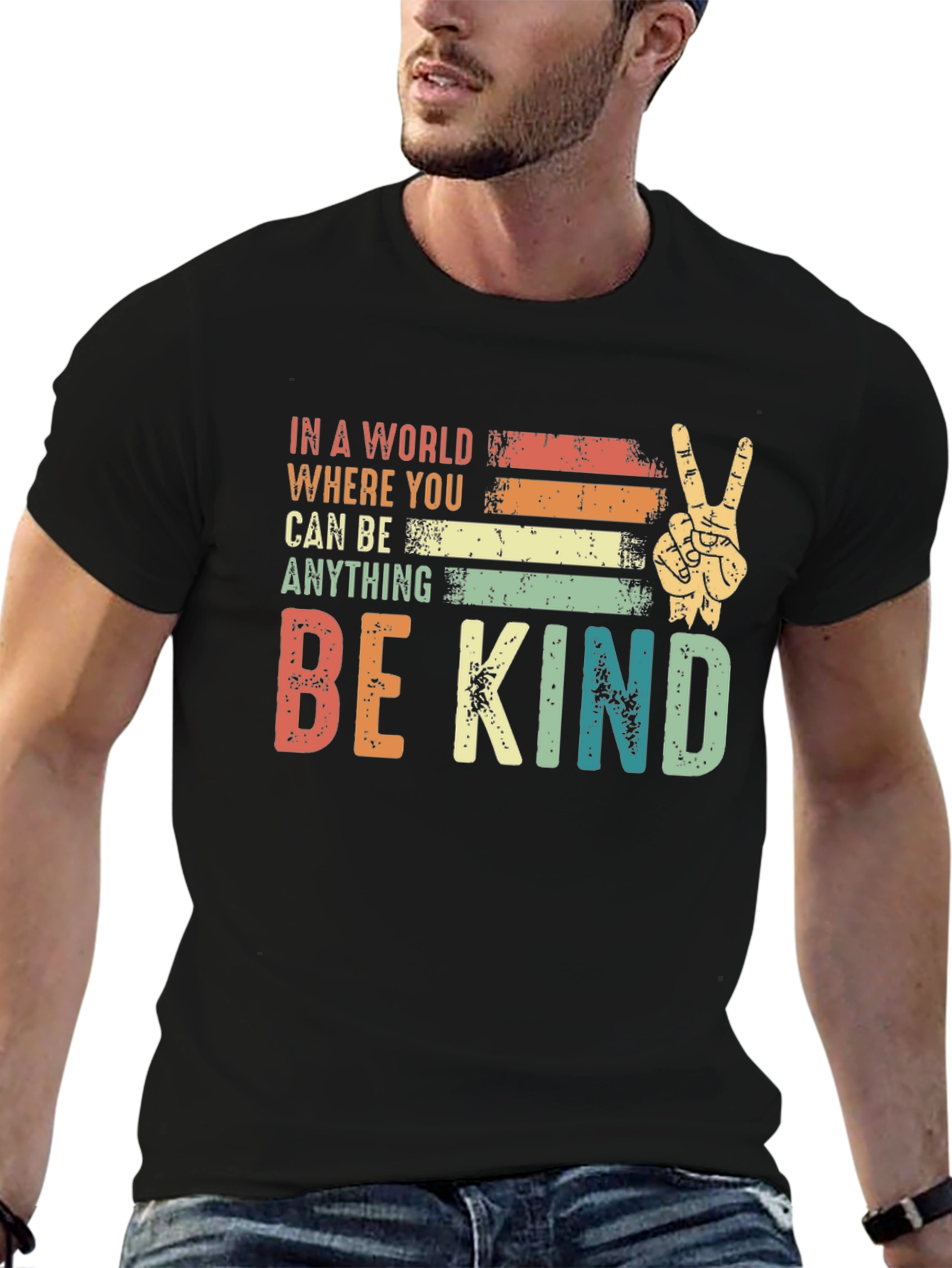Camiseta Negra con Mensaje Positivo Be Kind