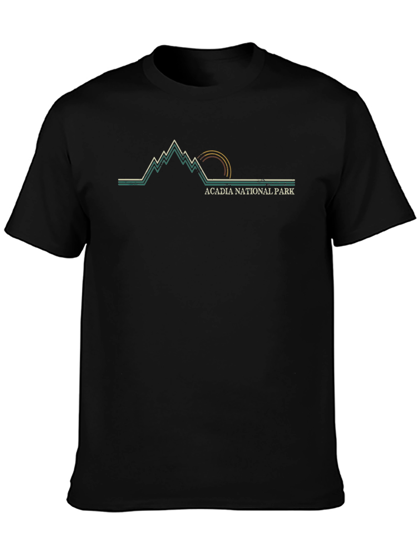 Camiseta Negra Diseño Parque Nacional Acadia