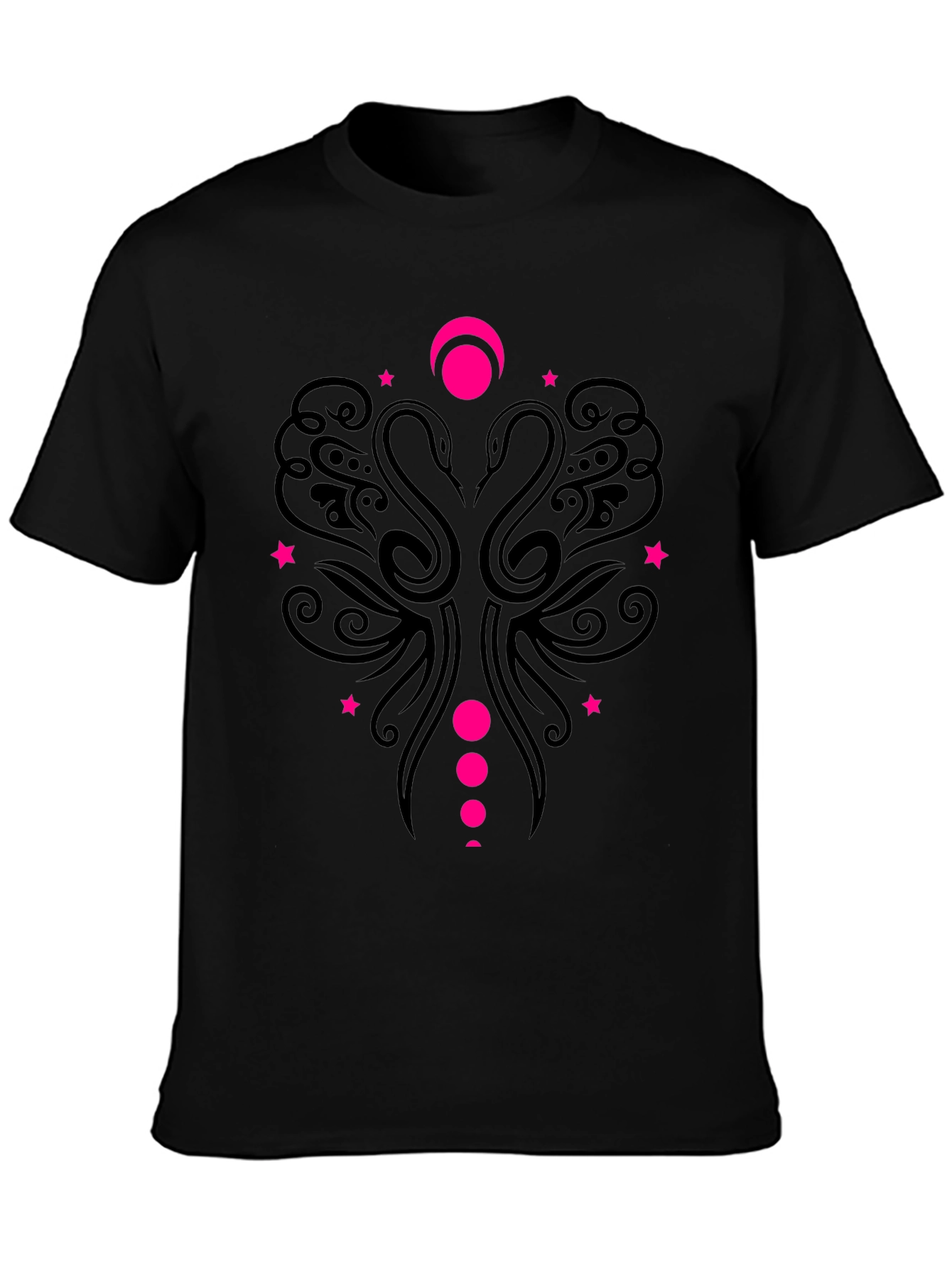 Camiseta Negra con Diseño Swan Moon