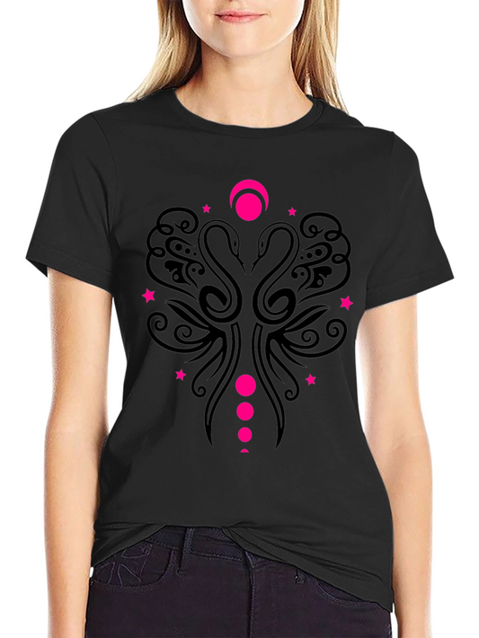 Camiseta Negra con Diseño Swan Moon