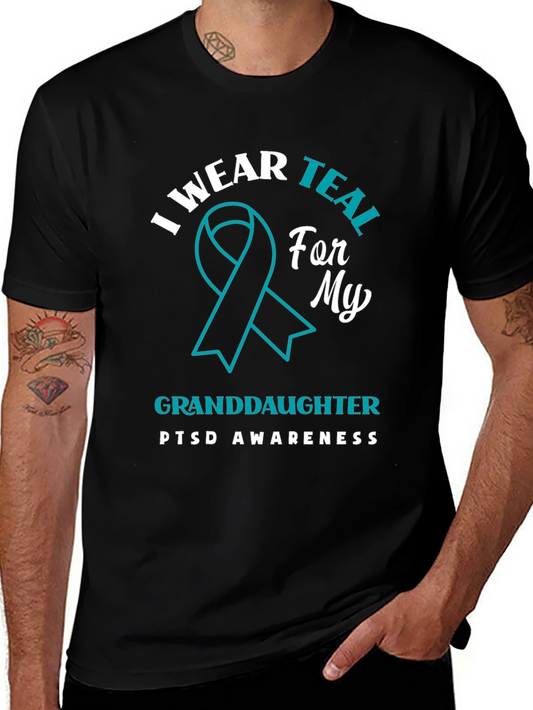 Camiseta Negra Con Mensaje PTSD Awareness