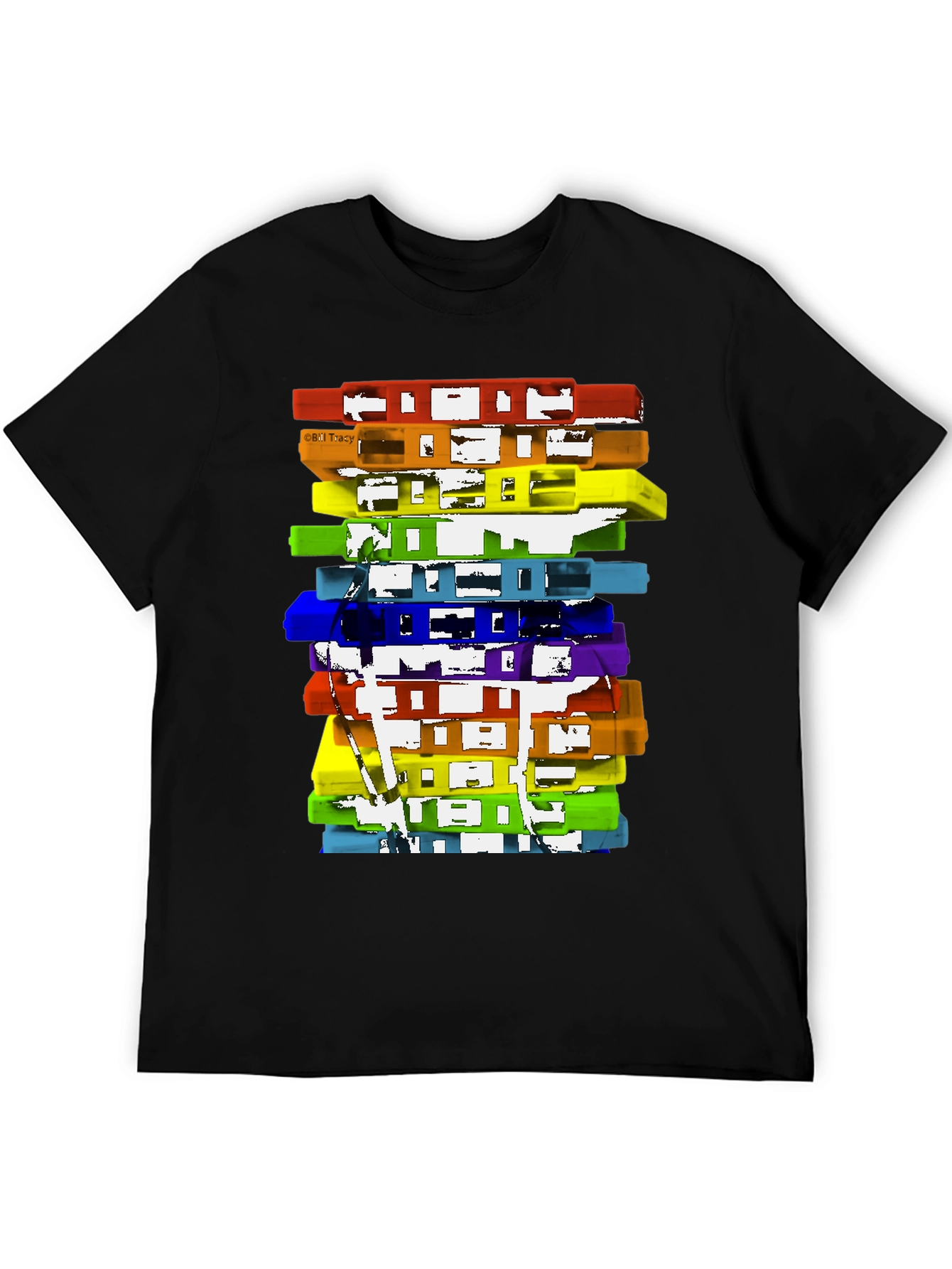 Camiseta Negra con Diseño de Cassettes Retro