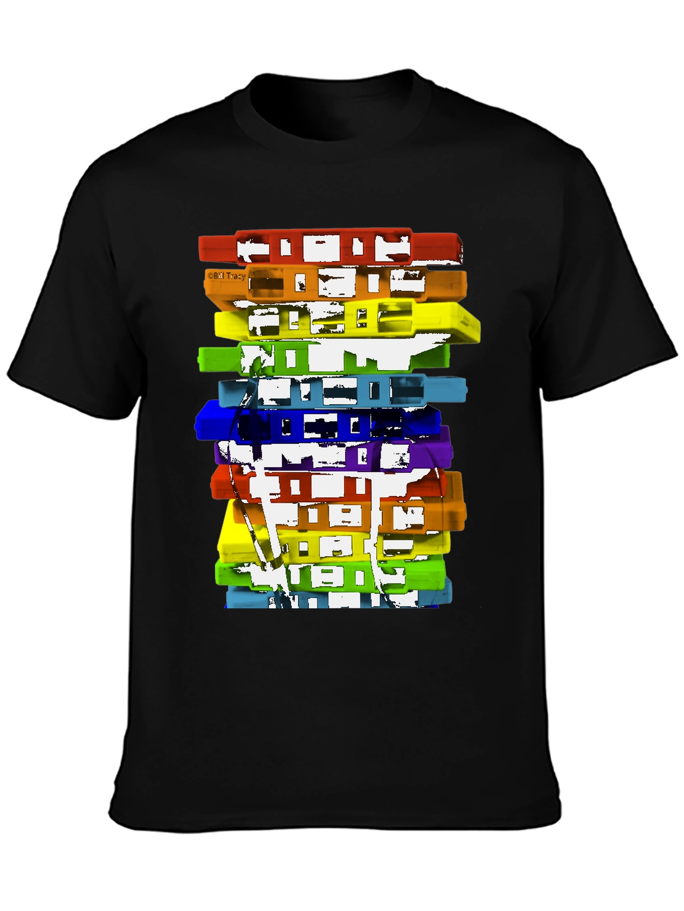 Camiseta Negra con Diseño de Cassettes Retro
