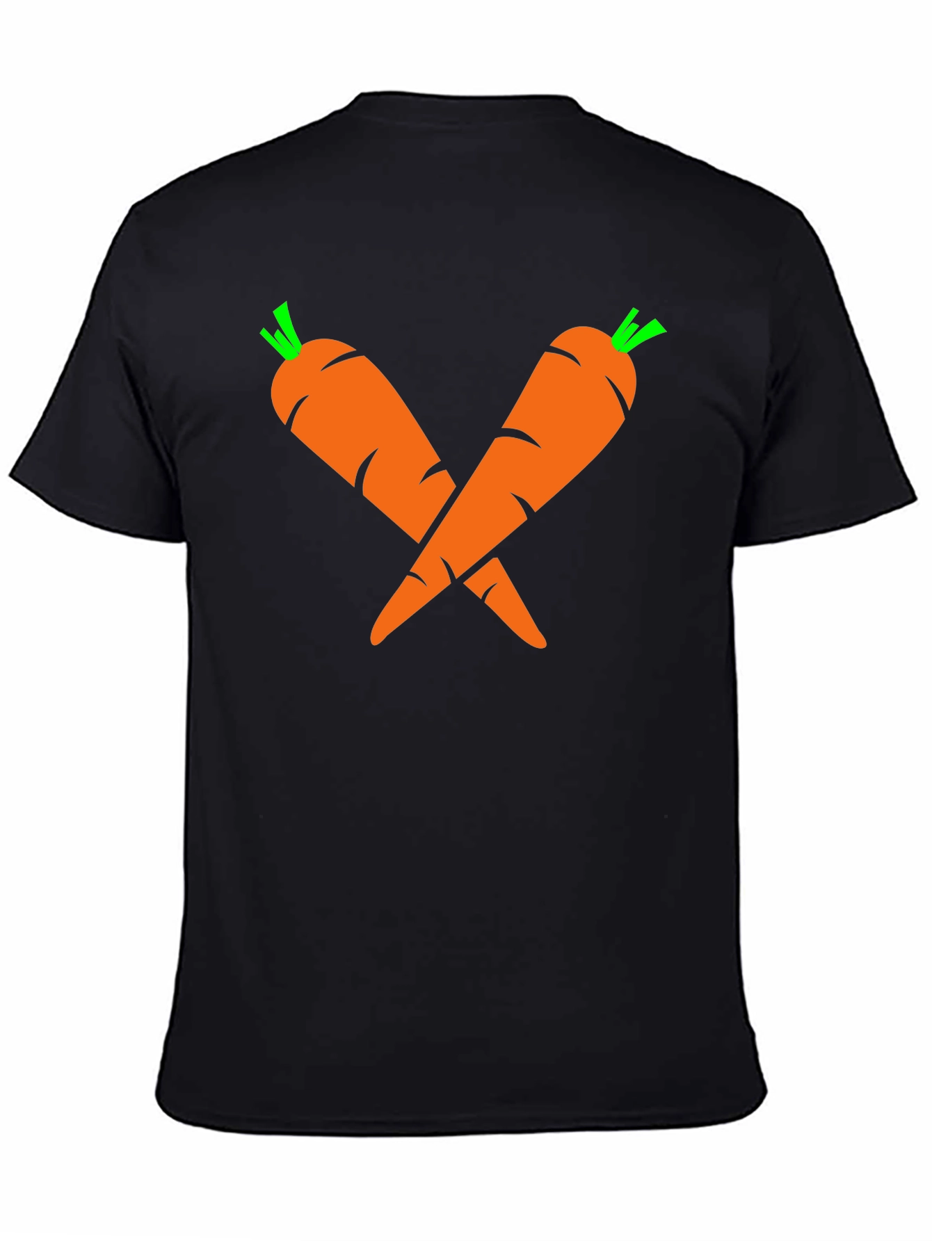 Camiseta Negra con Diseño de Zanahorias Cruzadas