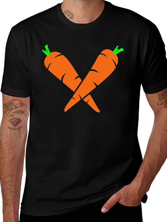 Camiseta Negra con Diseño de Zanahorias Cruzadas