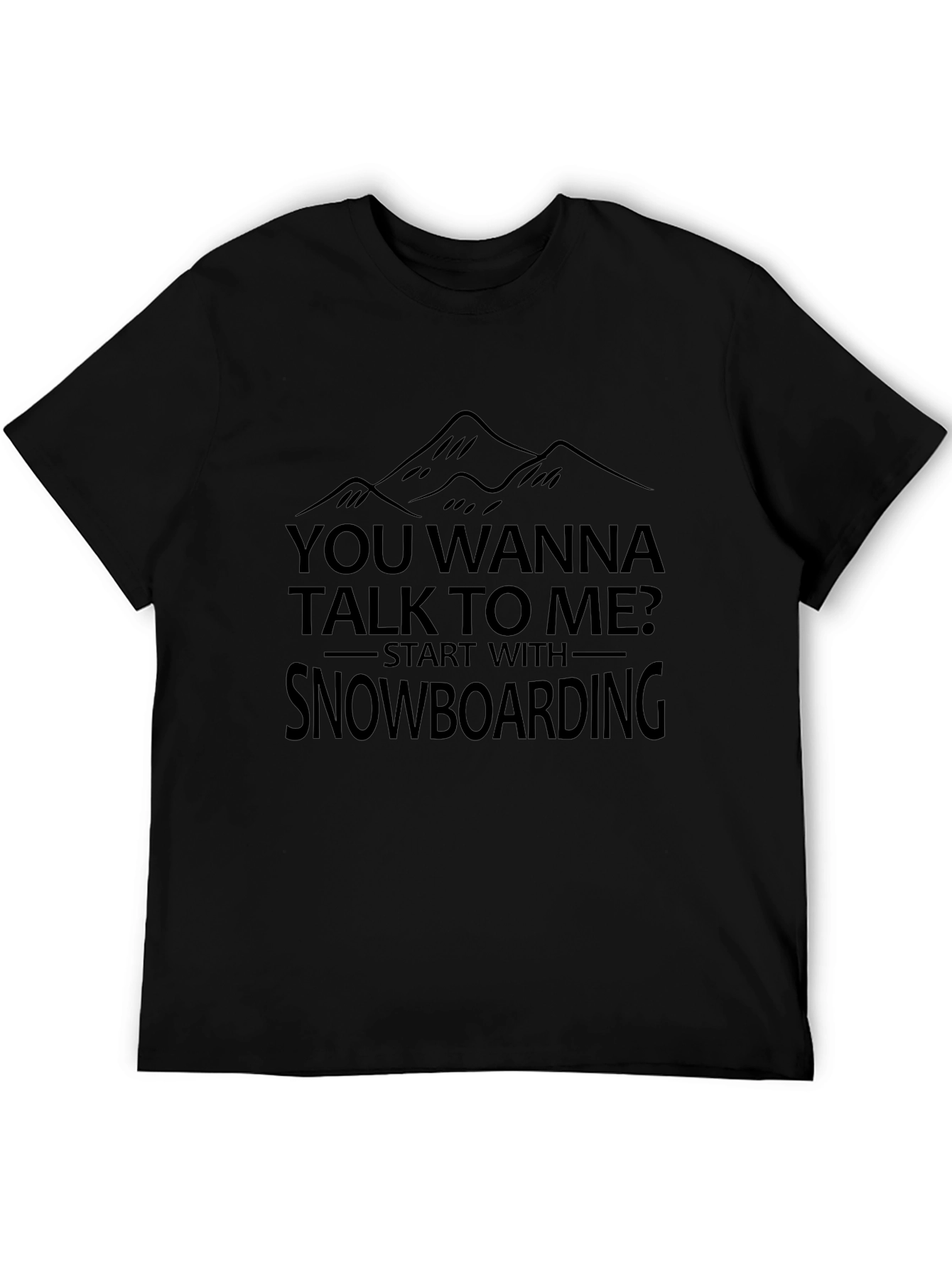 Camiseta Negra Snowboarding Mensaje Montaña