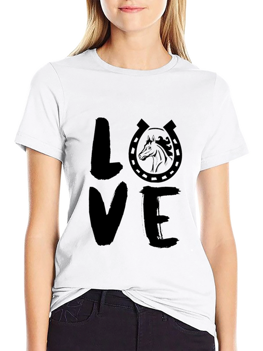 Camiseta Negra Love con Herradura y Caballo