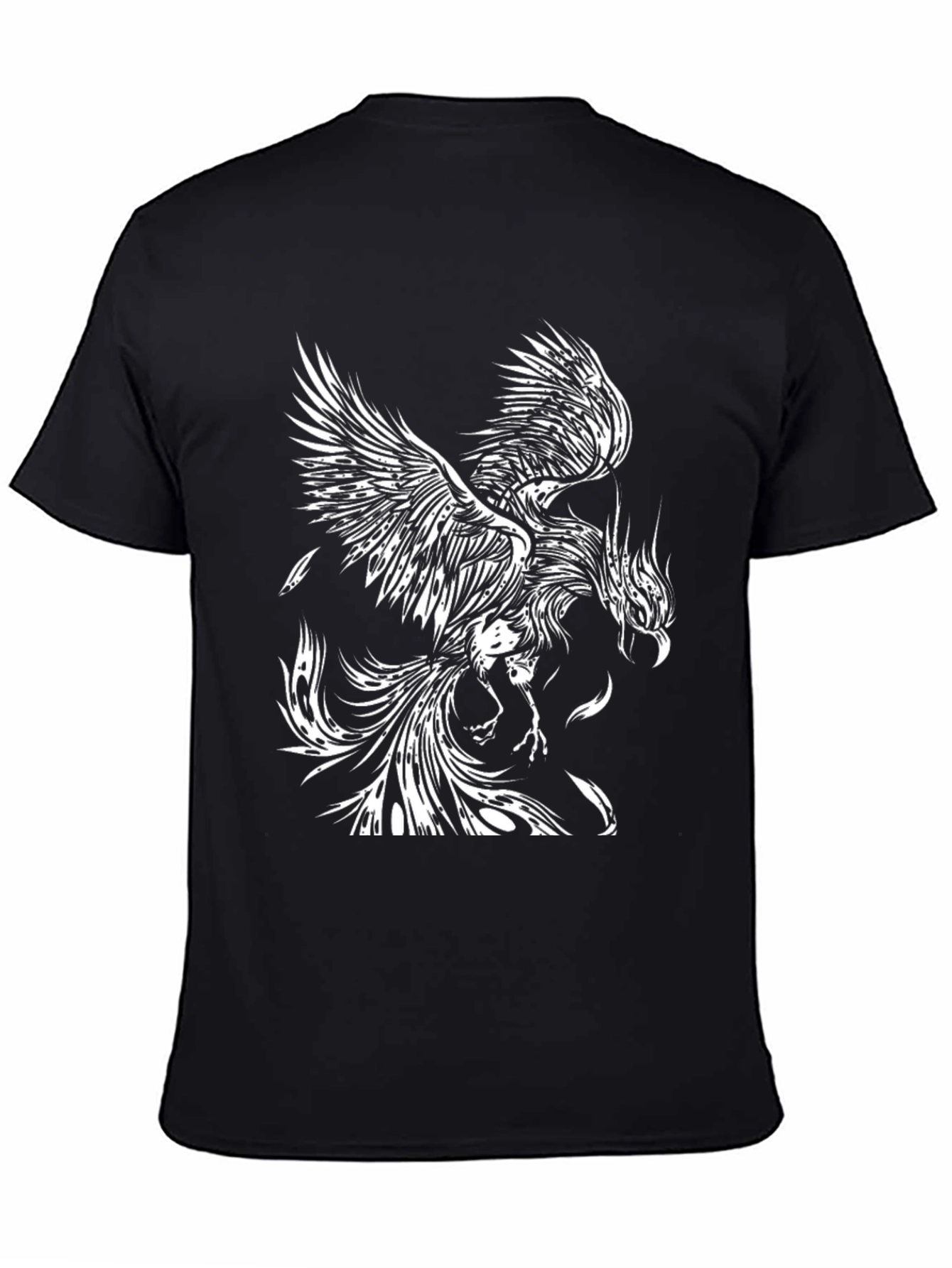 Camiseta Negra con Diseño de Fénix Blanco