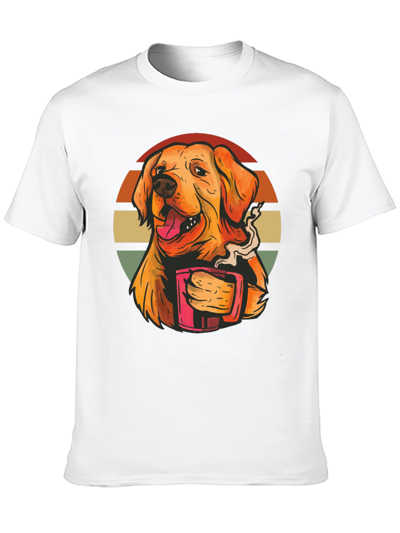 Camiseta Negra con Diseño de Perro y Café