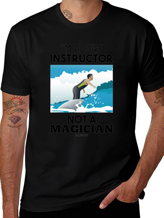 Camiseta Negra: Instructor de Surf Divertido