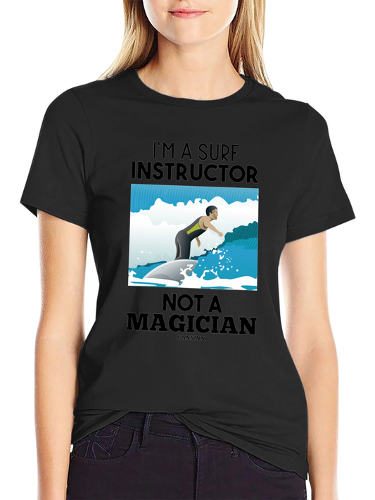 Camiseta Negra: Instructor de Surf Divertido