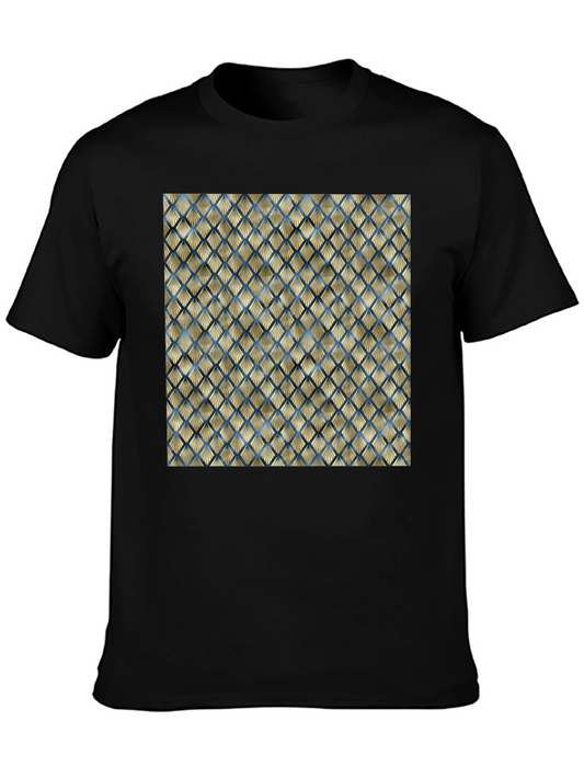 Camiseta Negra con Diseño Art Deco Dorado y Azul
