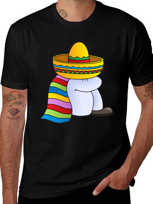 Camiseta Negra con Diseño de Sombrero y Poncho