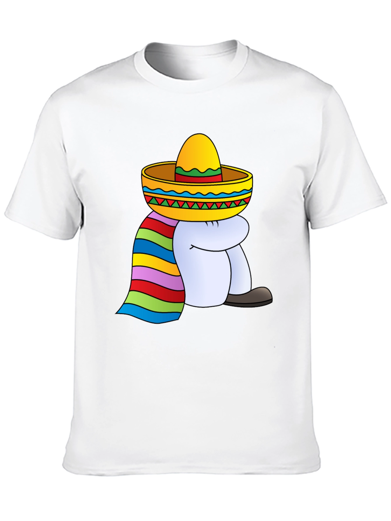 Camiseta Negra con Diseño de Sombrero y Poncho