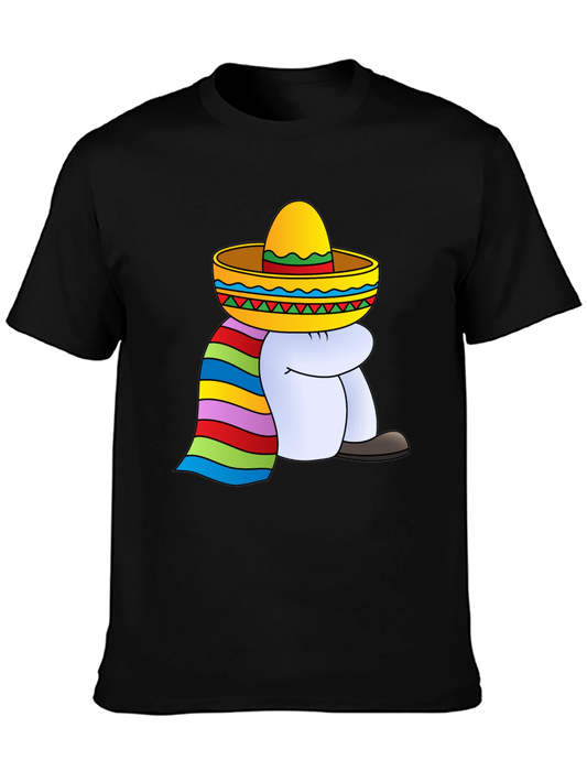 Camiseta Negra con Diseño de Sombrero y Poncho