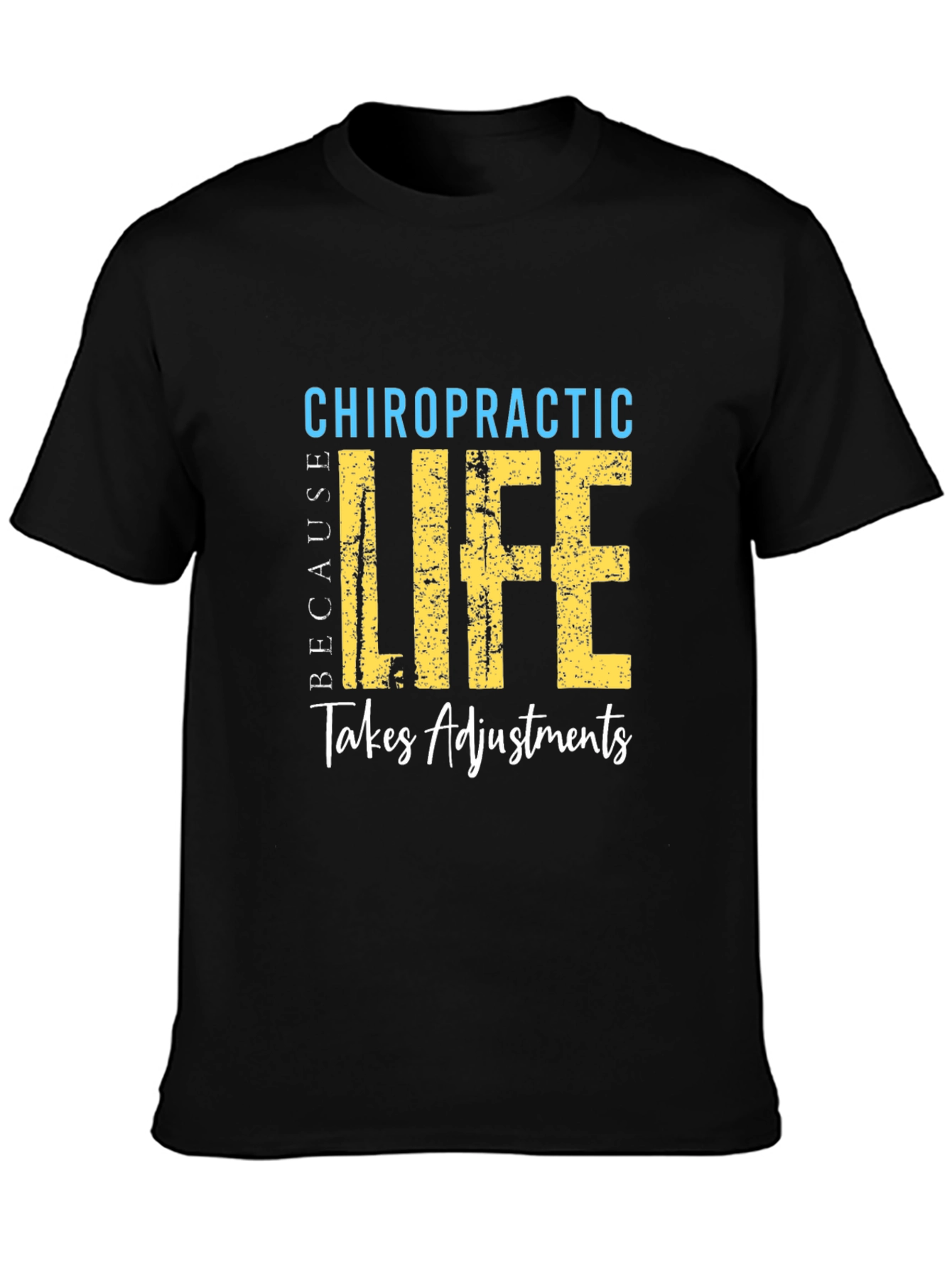 Camiseta Negra de Quiropráctica La Vida Requiere Ajustes