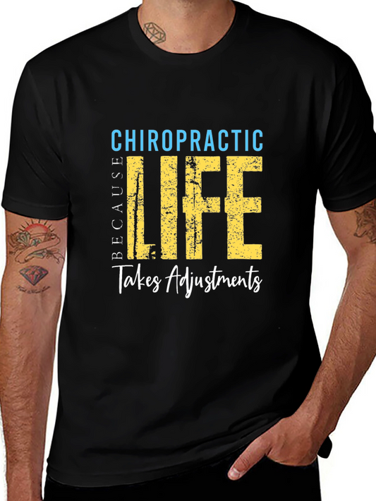 Camiseta Negra de Quiropráctica La Vida Requiere Ajustes